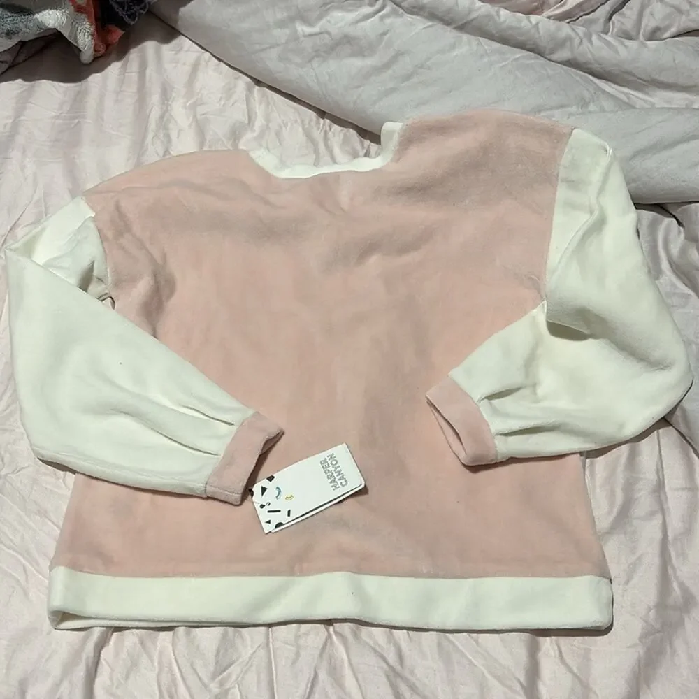 Harper Canyon 8 blush pink white sleeved velour sweatshirt nwt perfect new